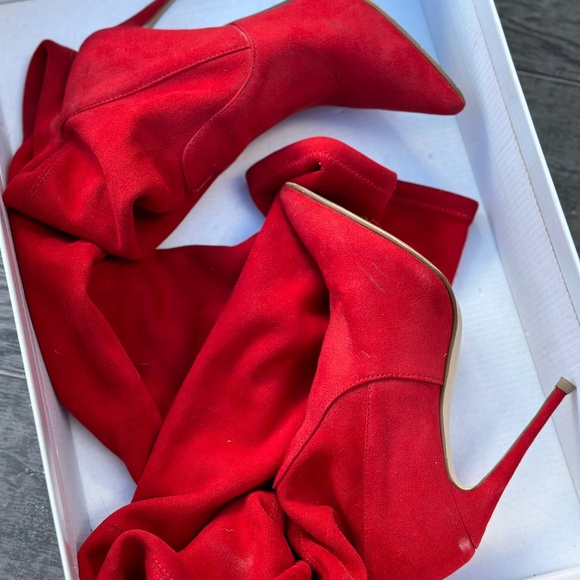 Steve Madden Red Suede Thigh High Boots size 6.5 - Picture 1 of 5